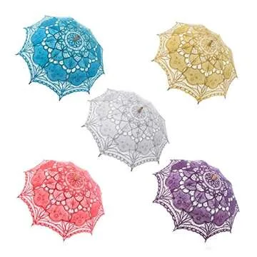 TopTie Vintage Pink Lace Parasol, Wedding Bridal Umbrella, Photograph Parasol, Party Decorations Supplies