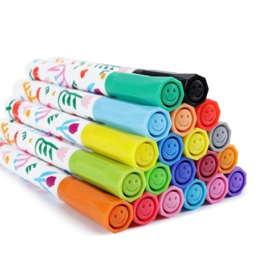 Amazon Basics Washable Markers for Kids - 24 Pack of Fine Tip Colors