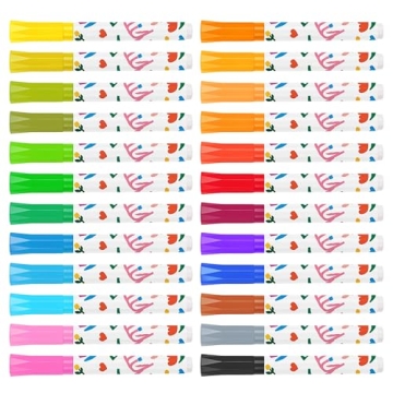Amazon Basics Washable Markers for Kids - 24 Pack of Fine Tip Colors