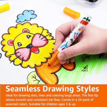 Amazon Basics Washable Markers for Kids - 24 Pack of Fine Tip Colors