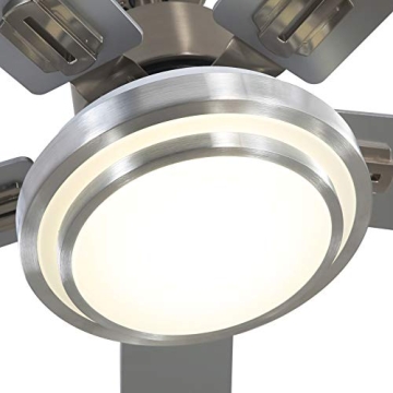 FINXIN 52" Brushed Nickel Ceiling Fan LED Light Remote