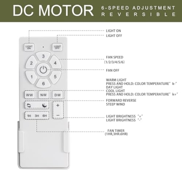 FINXIN 52" Brushed Nickel Ceiling Fan LED Light Remote