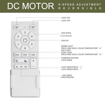 FINXIN 52" Brushed Nickel Ceiling Fan LED Light Remote