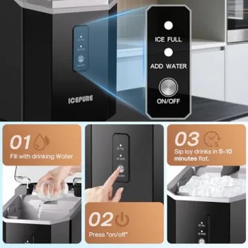 ICEPURE Nugget Ice Maker with WiFi, 33lbs Daily Production