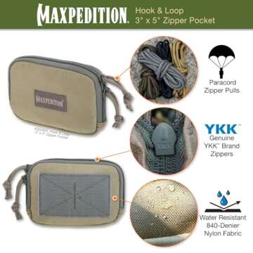 MAXPEDITION Hook-&-Loop 3" x 5" Zipper Pocket (Khaki-Foliage)