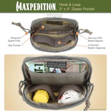 MAXPEDITION Hook-&-Loop 3" x 5" Zipper Pocket (Khaki-Foliage)