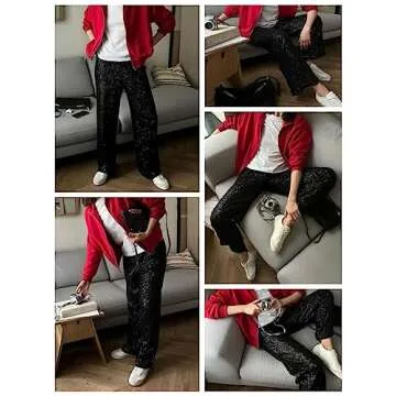 Alyweatry Sequin Bell Bottom Pants for Night Out Glam