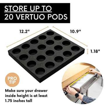 Coffee Pod Holder Compatible With Nespresso Vertuo Capsules (20 Slots) - Nespresso Vertuo Pod Holder...