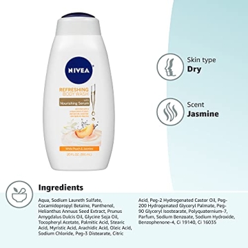 NIVEA White Peach & Jasmine Body Wash - 20 Oz