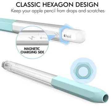 NIUTRENDZ Classic Hexagon Case for Apple Pencil 2nd Generation Cover Sleeve Skin Accessories Translucent Design Compatible with Magnetic Charging and Double Tap (Apple Pencil 2nd Generation, Mint)