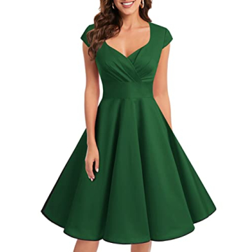 Green Vintage Cocktail Women Formal 1950s Retro Rockabilly Tea Party 50s 60s Pinup Swing Dress Green...