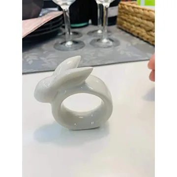 Easter Bunny Napkin Rings Set of 6 for Spring Decor