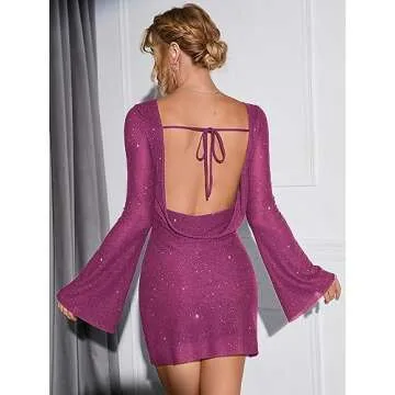 Shop EYNMIN Sparkly Backless Mini Dress for Parties