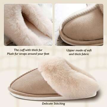 SOSUSHOE Womens Slippers Memory Foam Slippers Fluffy Slippers Warm Soft House Slippers for Women Non...