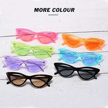 Przene Fashion Candy Cat eye Sunglasses Retro Women Eyewear Fluorescent Pink Frame Pink lens