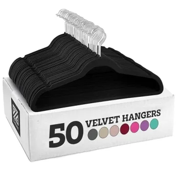 Zober Velvet Hangers 50 Pack - Heavy Duty Black Hangers for Coats, Pants & Dress Clothes - Non Slip ...
