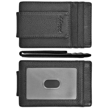 Kinzd Money Clip Front Pocket Wallet – RFID Blocking Leather Wallet with Strong Magnet