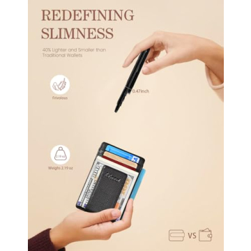 Kinzd Leather RFID Blocking Money Clip Wallet for Minimalists