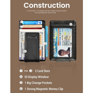 Kinzd Leather RFID Blocking Money Clip Wallet for Minimalists