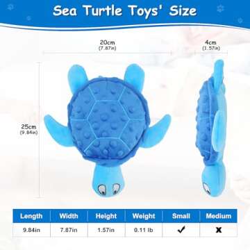 TONYFY Squeaky Sea Turtle Plush Dog Toy - Durable, No Stuffing, Interactive Chew Toy for Small Dogs ...