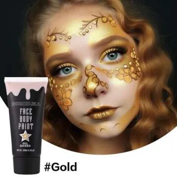 BOBISUKA Gold Face Body Paint, Metallic Oil-based Painting Kit, Cream Blendable Facepaint for Hallow...