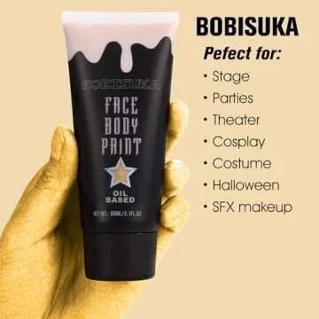 BOBISUKA Gold Face Body Paint for Creative Makeup