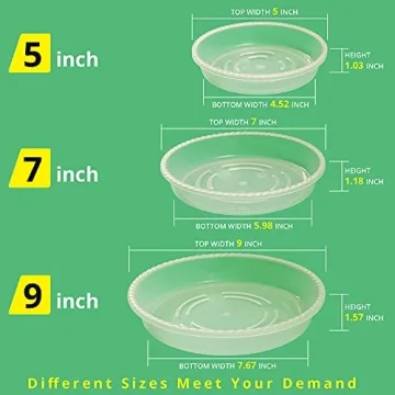 Durable Clear Plant Saucer Drip Trays - 9 Pack of 5, 7, 9 Inch
