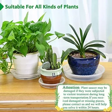 Durable Clear Plant Saucer Drip Trays - 9 Pack of 5, 7, 9 Inch