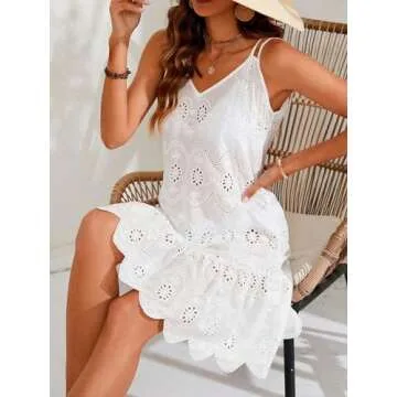 SHENHE Women's Chic Eyelet Swimsuit Cover Up Dress