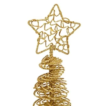 Juvale 2-Pack Mini Gold Christmas Tree, 10.5 Inch Tall Christmas Table Decoration, Ideal Gold Christmas Decorations for Tables, Desks, Bedrooms, and Living Rooms