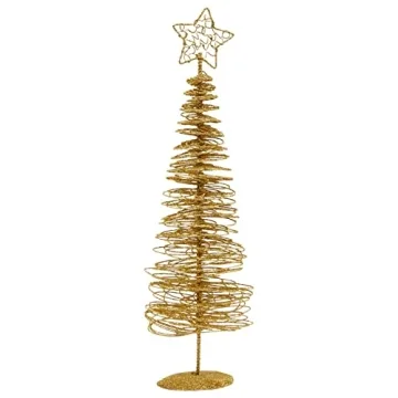 Juvale 2-Pack Mini Gold Christmas Tree, 10.5 Inch Tall Christmas Table Decoration, Ideal Gold Christmas Decorations for Tables, Desks, Bedrooms, and Living Rooms