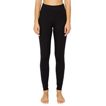 Leggings Depot Womens ActiveFlex 5" Waistband High Waisted Active Leggings Pants (Black, Large)