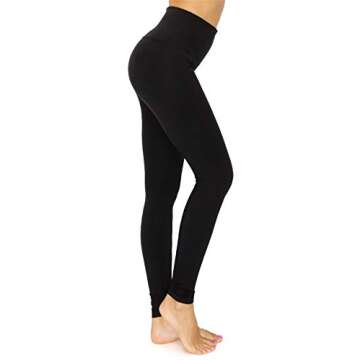 Leggings Depot Womens ActiveFlex 5" Waistband High Waisted Active Leggings Pants (Black, Large)