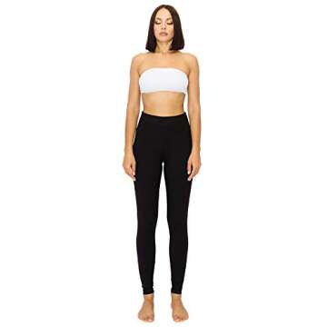 Leggings Depot Womens ActiveFlex 5" Waistband High Waisted Active Leggings Pants (Black, Large)