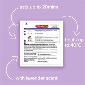 MegRhythm by Kao Gentle Steam Eye Mask, Lavender, Rejuvenates Eyes, Reduces the look of puffy eyes, Dermatologist and Ophthalmologist Tested, 5 Count