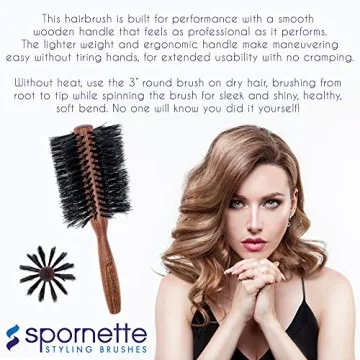 Spornette Boar Bristle Round Hair Brush for Perfect Shine