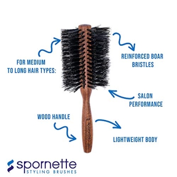 Spornette Boar Bristle Round Hair Brush for Perfect Shine