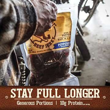 Cattleman's Cut Peppered Steakhouse Beef Jerky - Premium Quality, High Protein (10oz)