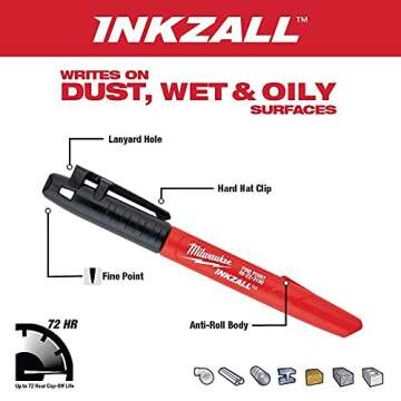 Milwaukee 48-22-3105 Black Fine Point Inkzall Marker (1 pair)
