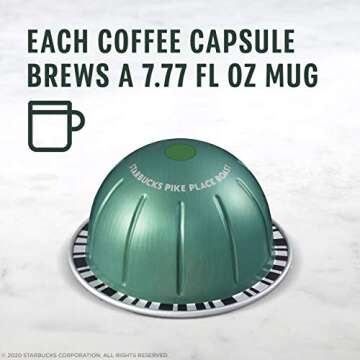 Starbucks by Nespresso Vertuo, Pike Place, Medium Roast Coffee 32-count Coffee Pods, Brews 7.8 oz.