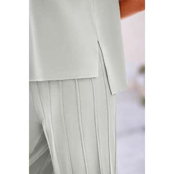 PRETTYGARDEN Women's 2 Piece Outfits Knit Loungewear High Low Pullover Tops and Wide Leg Pants Casual Sweater Sets Tracksuits (Silver Grey,Medium)