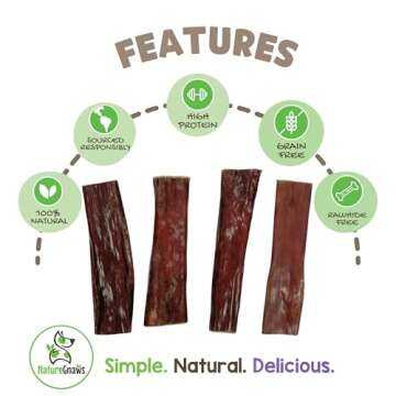 Nature Gnaws Beef Gullet Chews for Small Dogs 4-5" (20 Count) - Natural Beef Jerky Stick Dog Chew Tr...