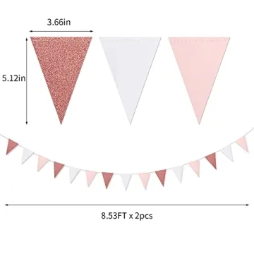 Rose Gold Pennant Banner Set - Perfect for Any Celebration