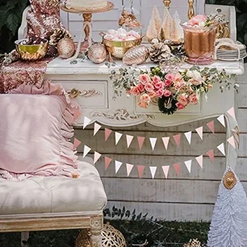 Rose Gold Pennant Banner Set - Perfect for Any Celebration