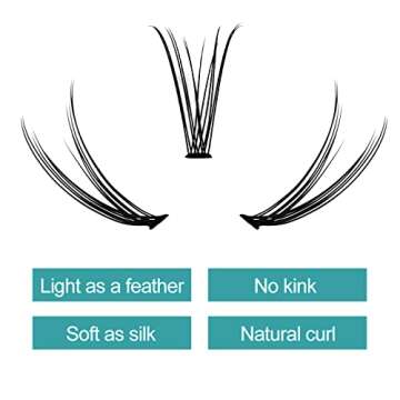 Individual Lash Clusters Volume Lashes Fishtail Lashes DIY Eyelash Extension Natural Curl Black Helt Bonded Soft Lash Extensions by WENDY LASHES (0.10-D, 8-16mm)