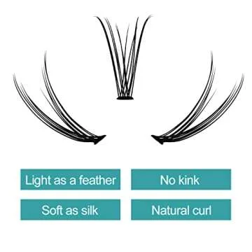 Individual Lash Clusters Volume Lashes Fishtail Lashes DIY Eyelash Extension Natural Curl Black Helt Bonded Soft Lash Extensions by WENDY LASHES (0.10-D, 8-16mm)