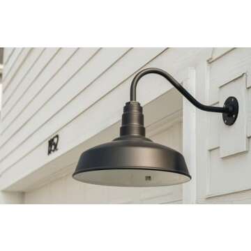 Steel Lighting Co. Gardena Barn Light | Outdoor Wall Mounted | 16" Dome | 23" Gooseneck | Farmhouse Light Made in America | Galvanized Exterior/Galvanized Interior