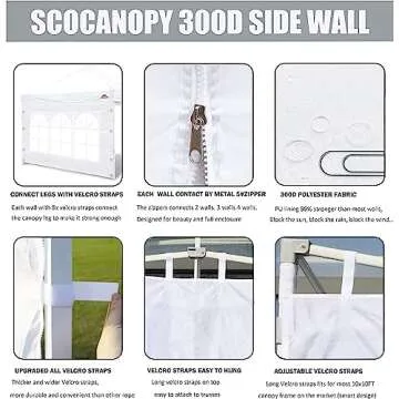 SCOCANOPY Sidewall for 10x10 Canopy Frame, 2 Pack Sunwalls Only,(Pure White)