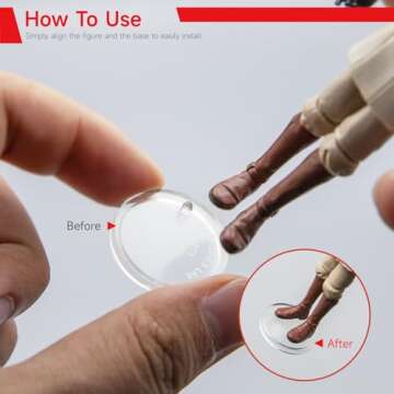 SIXPOINTS 70 Pieces Clear Round Figure Display Stand Base Compatible with 3.75” Movie Action Figure MODERN Star Wars / MODERN G i Joe /Marvel, 25mm Wide Disc,2.35mm Peg Doll Model Support Stand