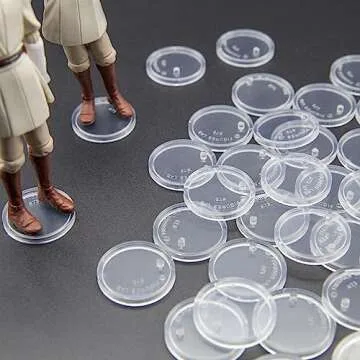 SIXPOINTS 70 Pieces Clear Round Figure Display Stand Base Compatible with 3.75” Movie Action Figure MODERN Star Wars / MODERN G i Joe /Marvel, 25mm Wide Disc,2.35mm Peg Doll Model Support Stand